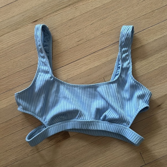 Forever 21 - Light Blue Ribbed Bikini Top - Size L - Picture 2 of 6